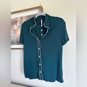 Soma Green Button Down Shirt with Peter Pan Collar